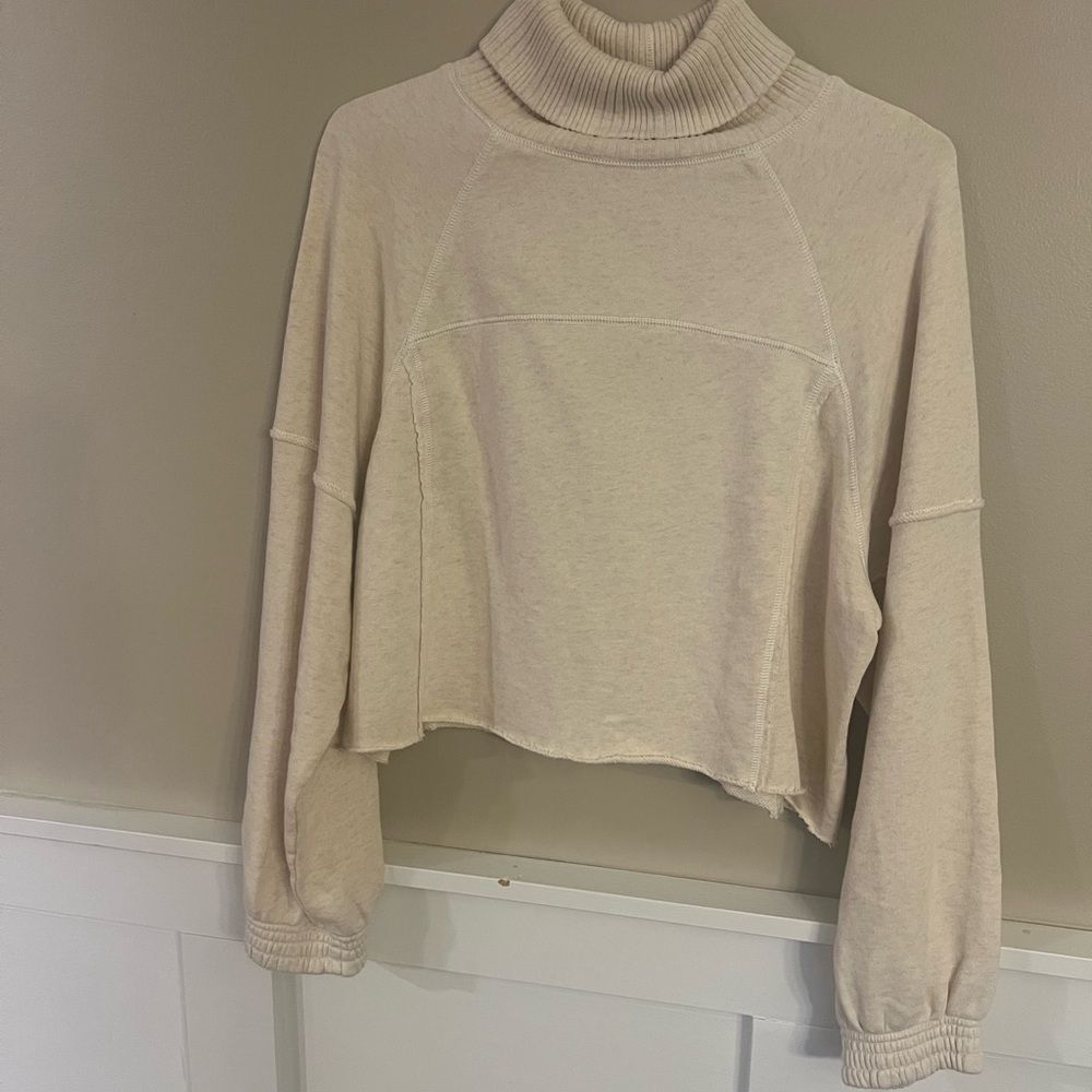 Aerie Turtleneck Cropped Cozy Sweater - Cream